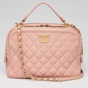 Chanel Pink Quilted Caviar Leather Medium Vanity Case Bag